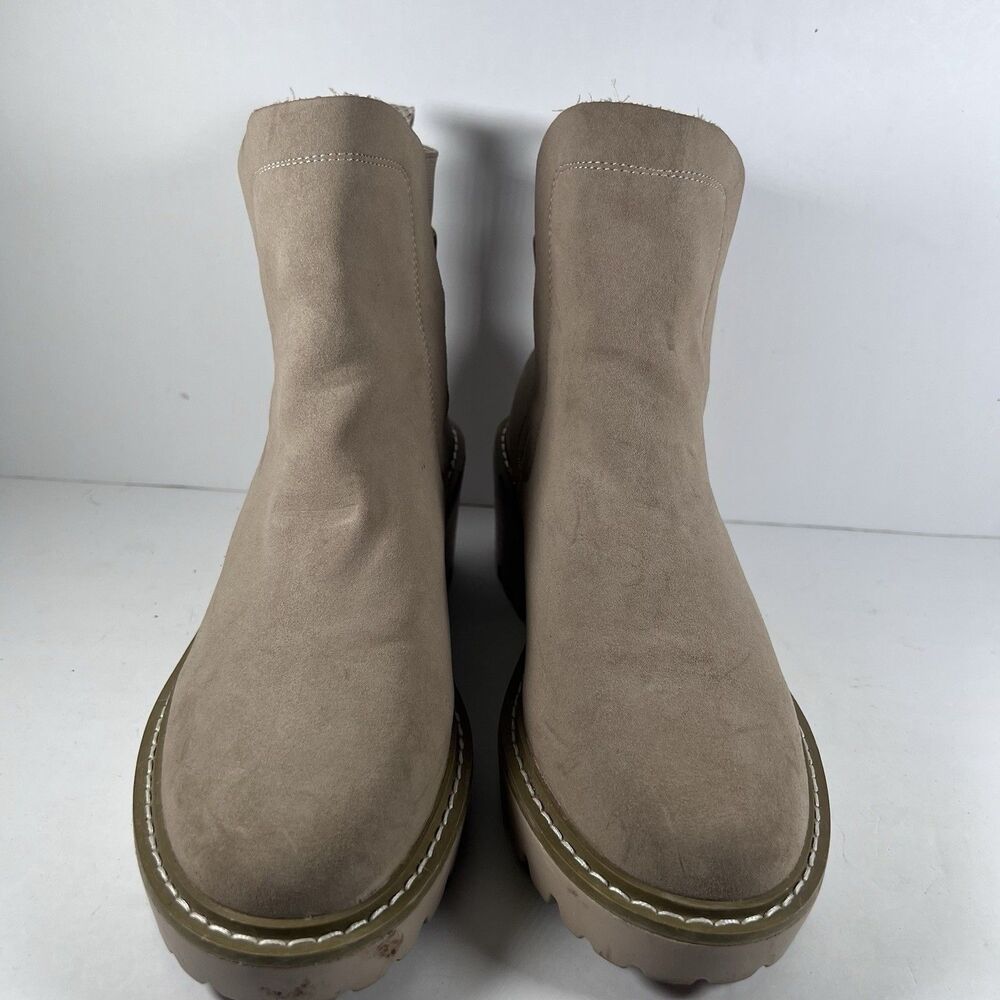 Nicole Miller Pocas Tan Wedge Lug Platform Chelsea Ankle Boots Women's Size 8.5 - Picture 2 of 8